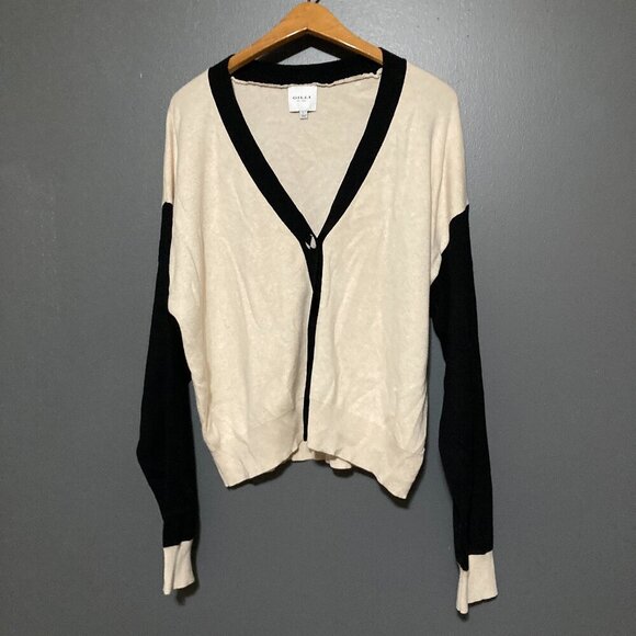 Gilli Women Cardigan Size L Sweater Black White Button Down Grandma Classic - Picture 1 of 8